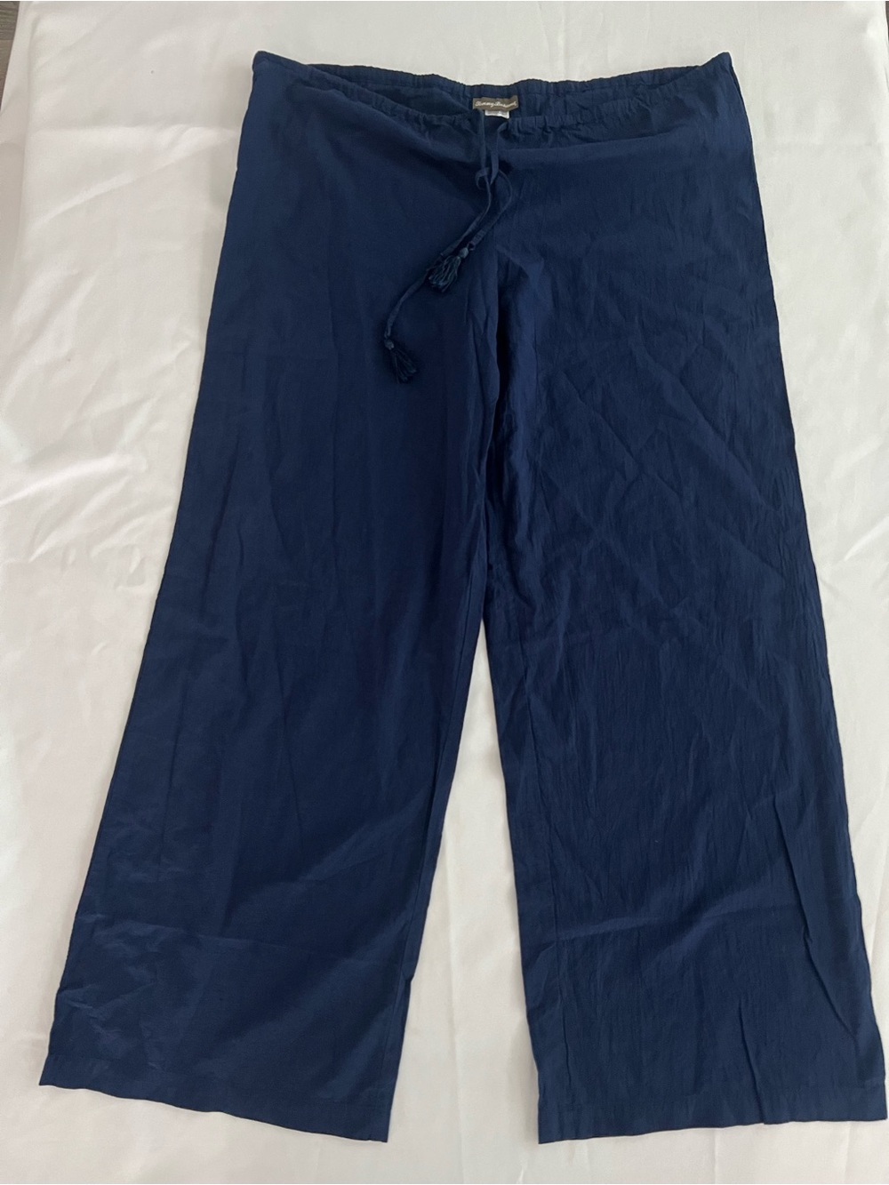 Tommy Bahama Navy Drawstring Wide-Leg Pants 100% cotton - Picture 2 of 10